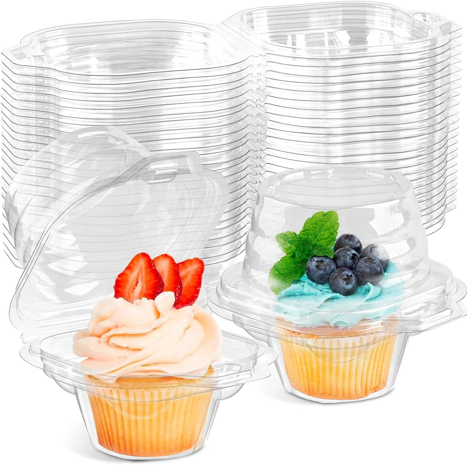 Plastic Mousse Cake Packaging Box Transparent Double Individual Cup Cake Containers Clear Single Cupcake Boxes