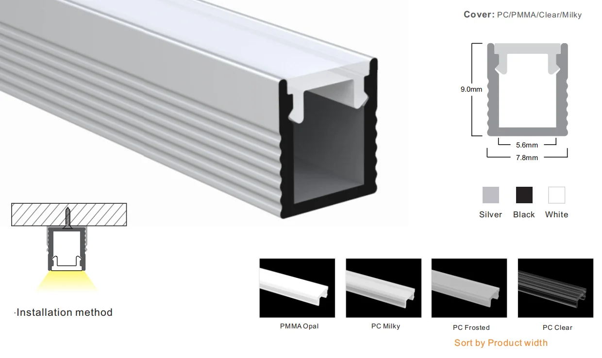 Led Aluminum profile customized for led lighting strip  recessed aluminium profile