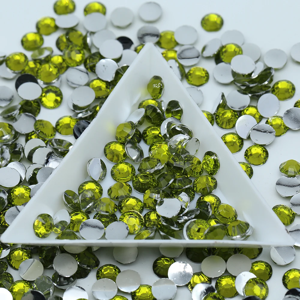 Whatstone 4mm 50000Pcs/Bag Olive Flat Back Plated Bottom Resin Rhinestone Bulk For Cup Diy