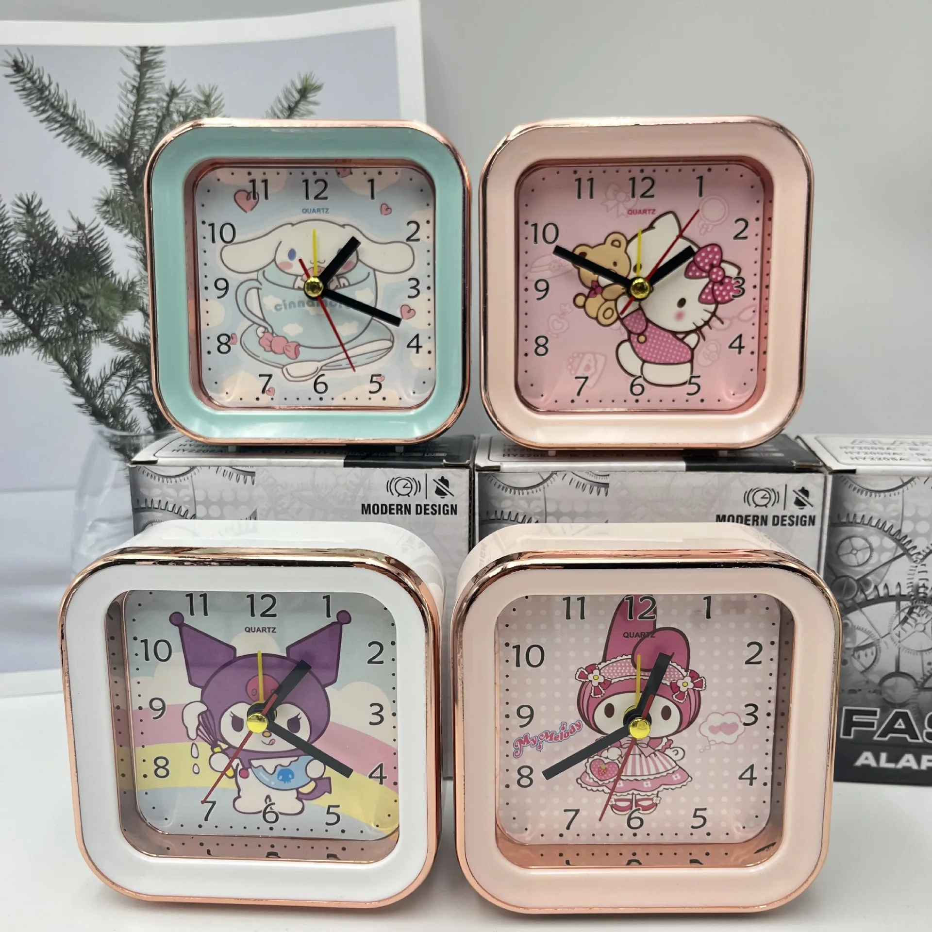 Хит продаж персонажи Sanrion Hello Cat Kitty Kuromy Melodi Cinna милые аниме картонные канцелярские товары квадратные круглые будильника награды