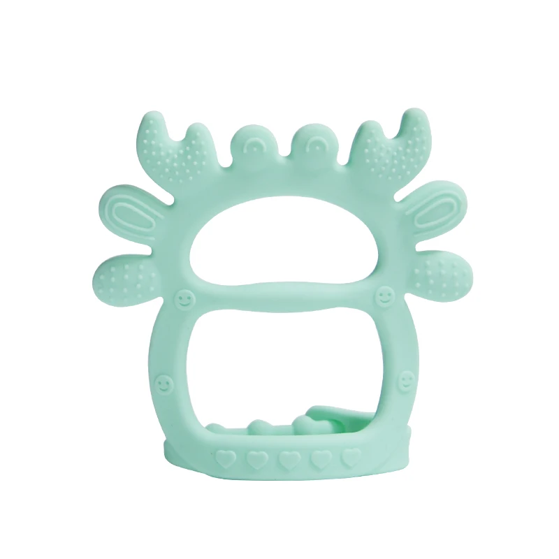 OEM Manufacturer Food Grade Silicone Baby Teethers Crab Wristband Toy Chewable Teething Toys Silicone Baby Teether