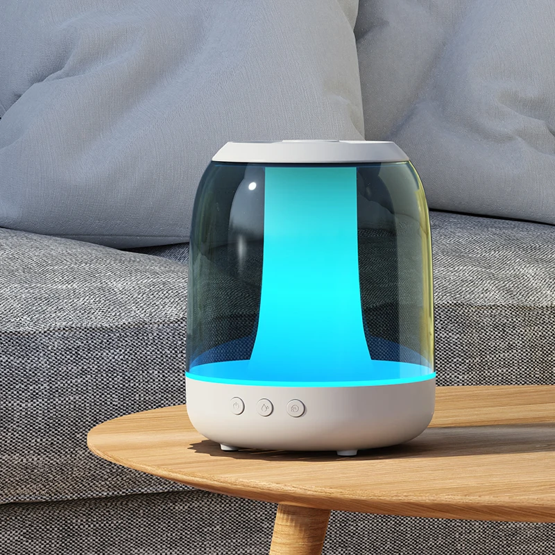 Big Room Humidifier with Speaker RGB Night Light Glowing 7 Colors 3L Capacity Smart Assistant Cool Mis Timer Home Appliances
