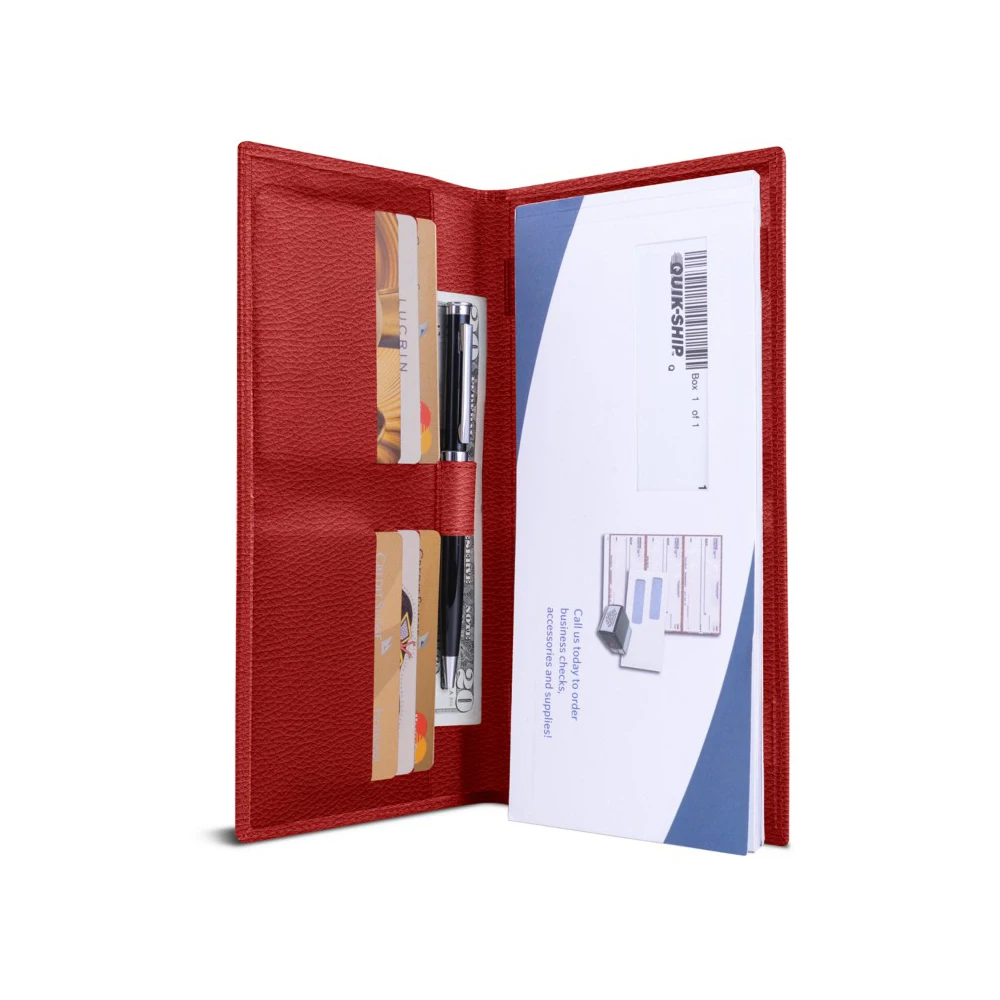 Genuine Leather Business Style Customized Folder Register Cover Checkbook Holder With Pen Holder Wallets