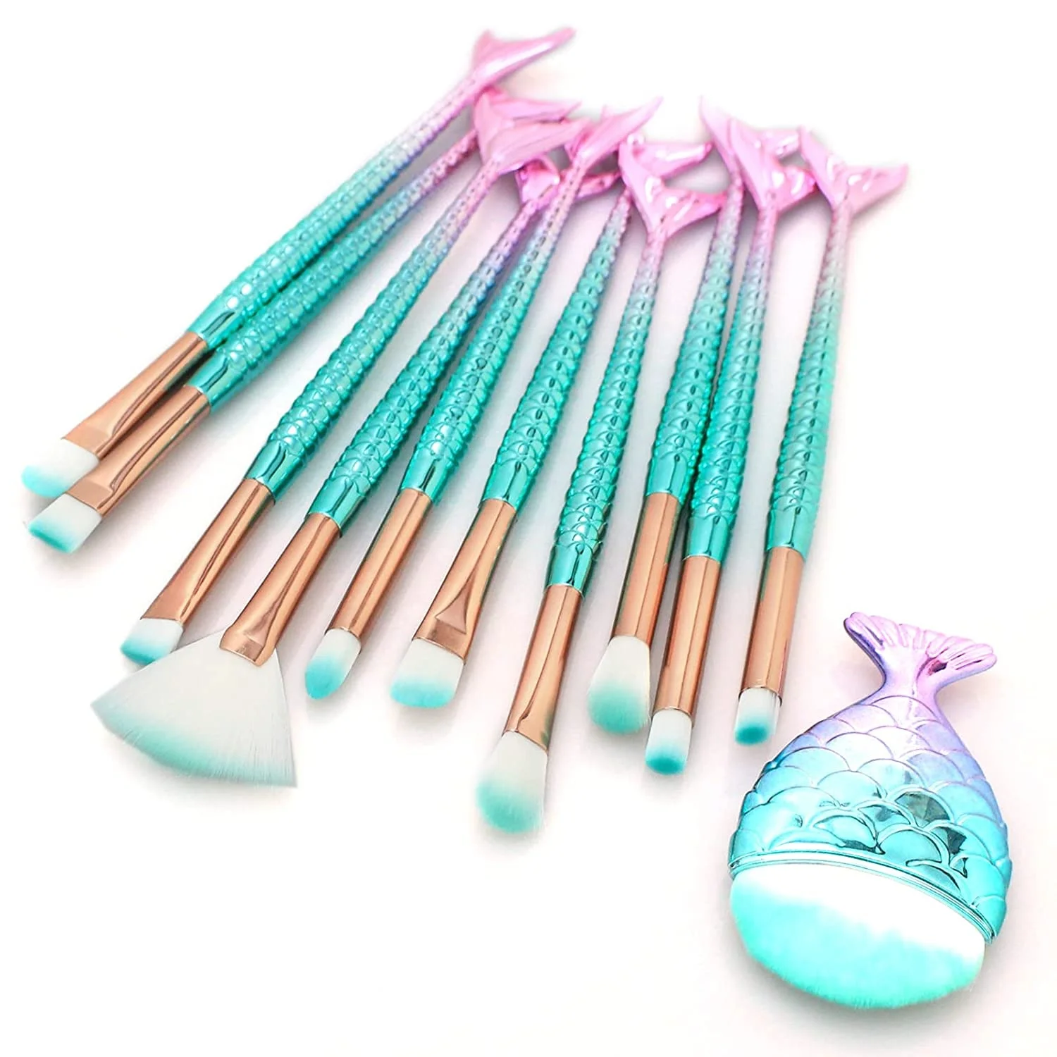 11pcs makeup brush set fish tail mermaid cosmetics makeup brushes