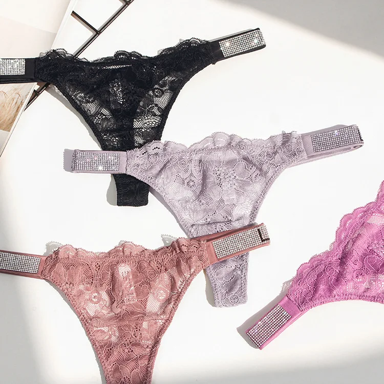 Lingerie Women Thong Panties Love Letter Glitter G-String Underpants T-Back Briefs Underwear Ladies Rhinestone Panties