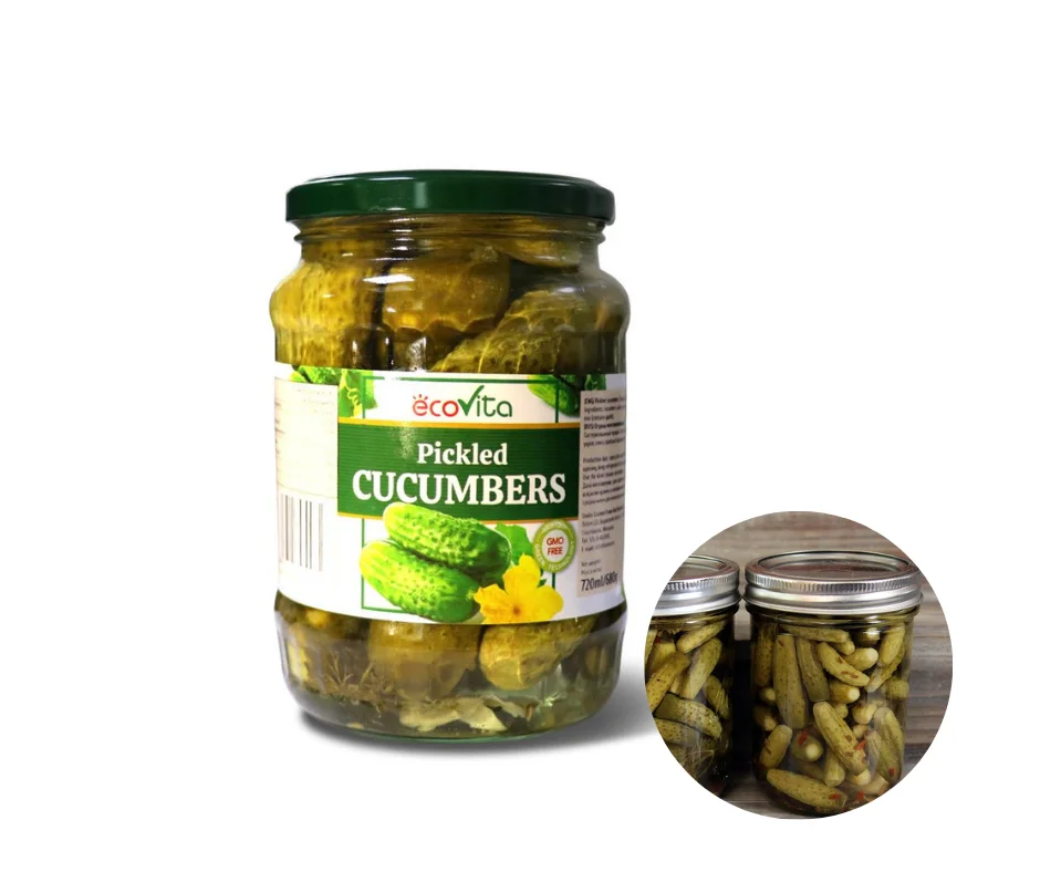 HIGH QUALITY Wholesale Price Factory in Vietnam Sour-Sweet Tasty Delicious Private Label Baby CUCUMBER Pickled 720ml