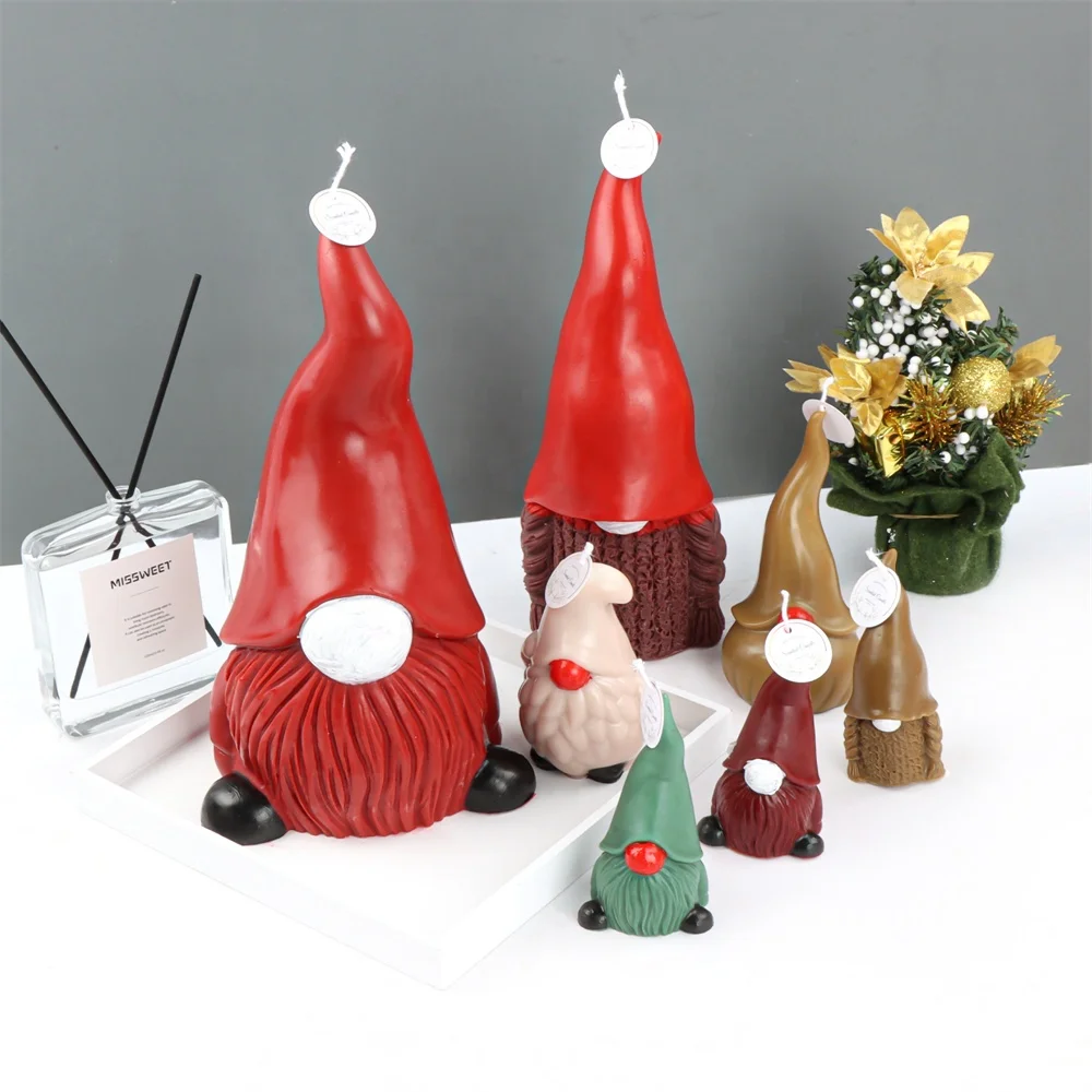 Christmas Dwarf Silicone Mold 3D Dwarf Doll Candle Molds Bearded Gnomes Soap Mould DIY Christmas Santa Gnome Ornament Resin Mold