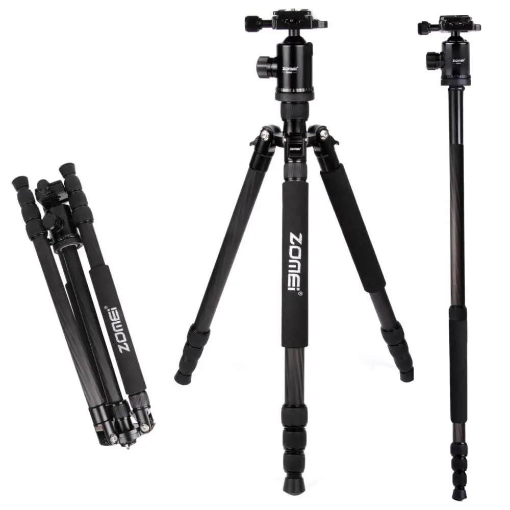 ZOMEI Z888C Professional Travel tripod Carbon Fiber camera Monopod Stand & Ball head with Bag for DSLR camera 5 Color available
