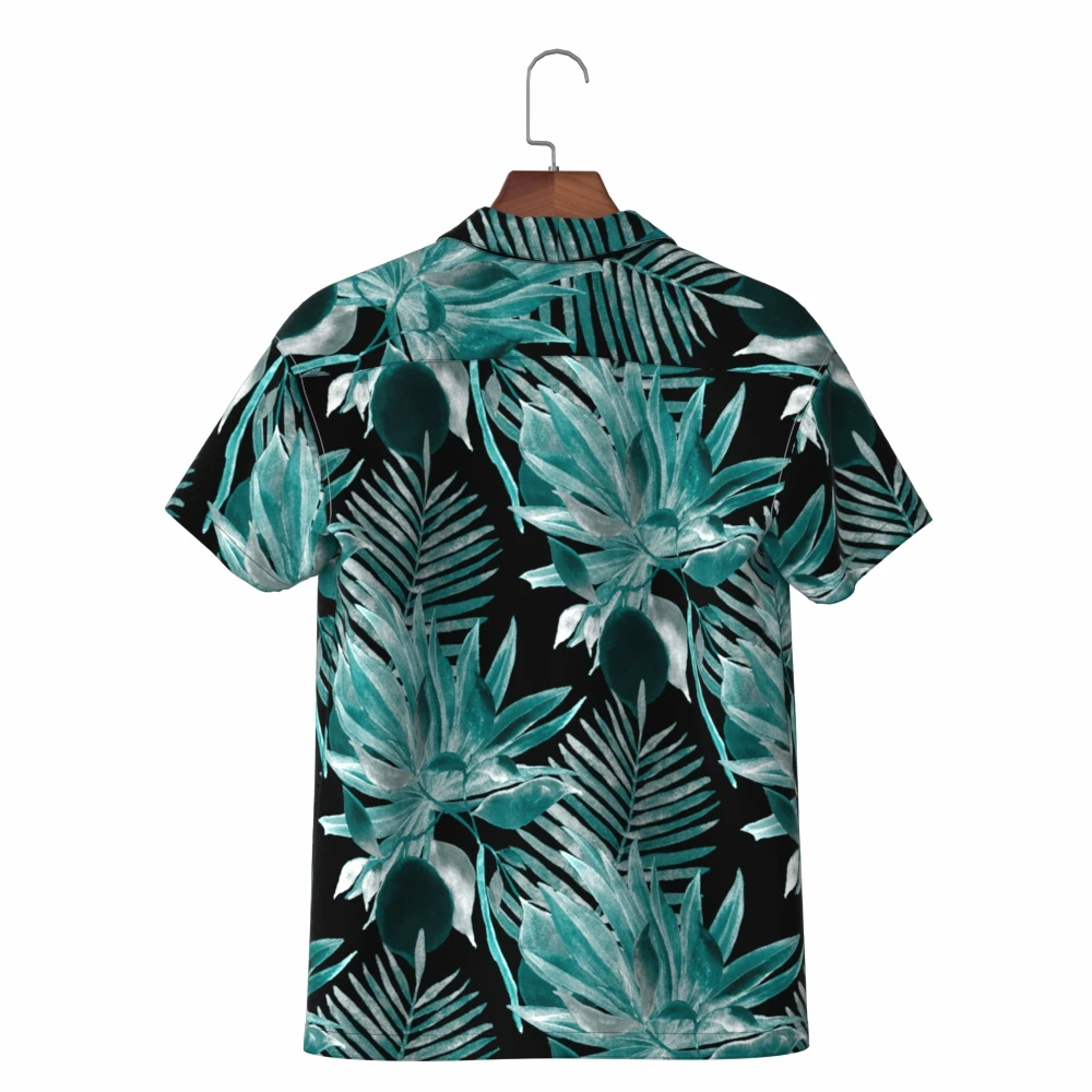 Big Palm Leaf print Shirt Digital Hawaii Plant Collar Floral Palm Beach Aloha Overhemd