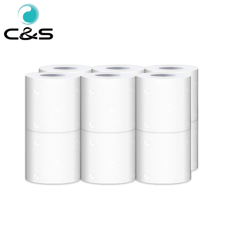 
Competitive Price Embossed 12R 3Ply 260S Virgin Wood Pulp Toilet Roll Tissue Paper 