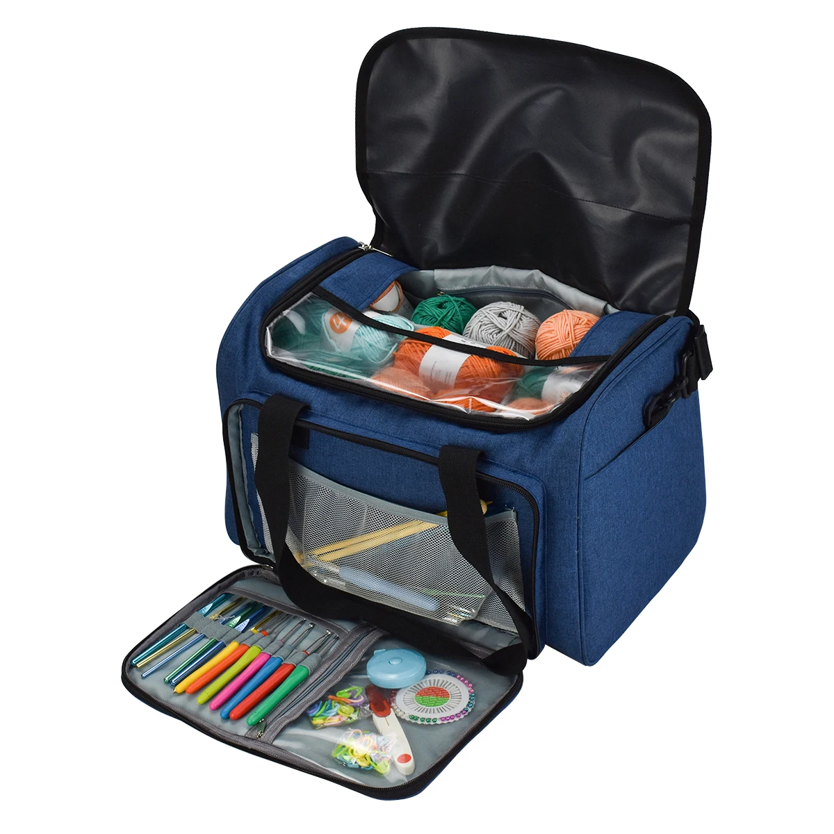 Large Yarn Storage Holder For Needles Crochet Hooks Knit Project Sewing Accessories Knitting Organizer Tote Bag