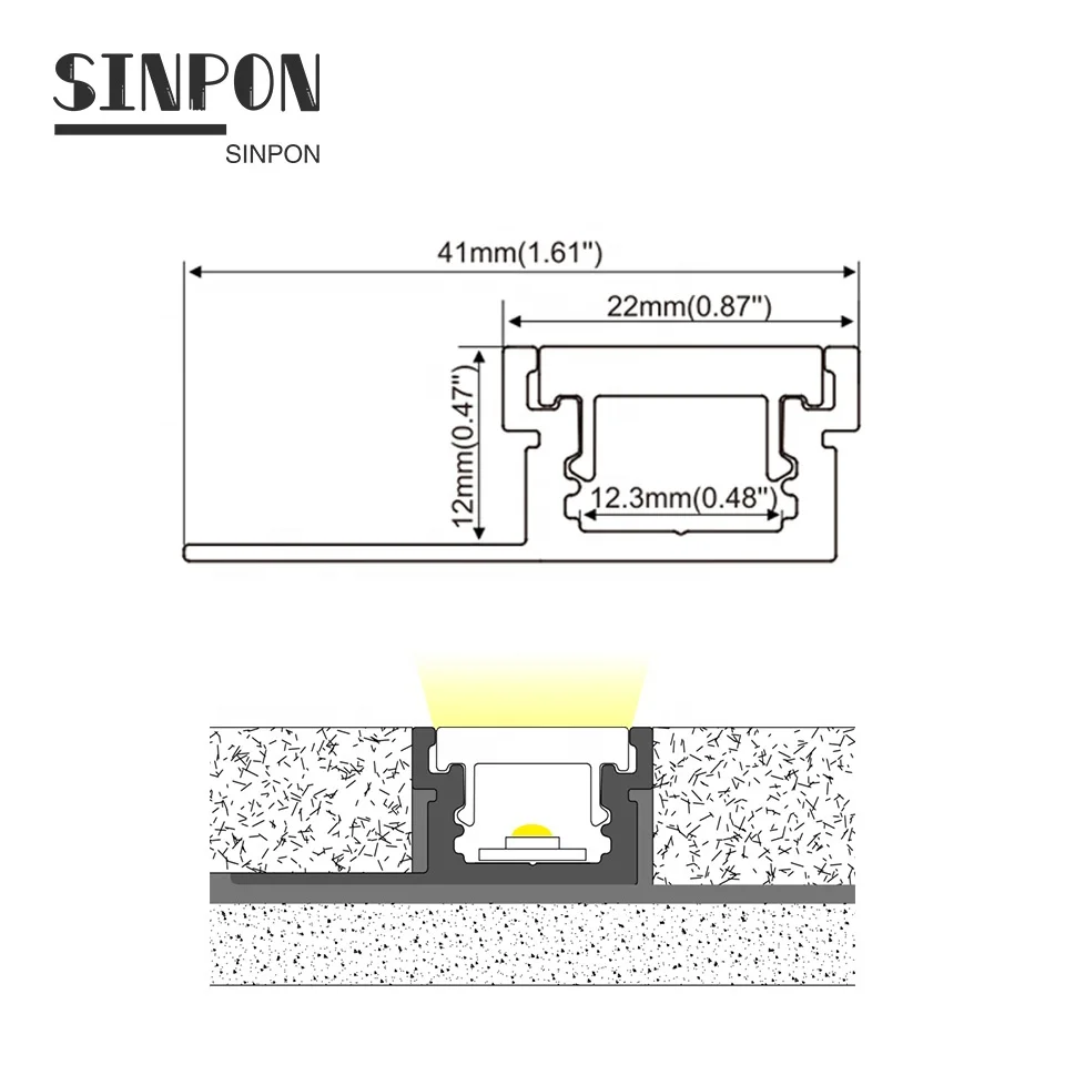 ALU4113 41mm * 13mm Led Aluminum Profile