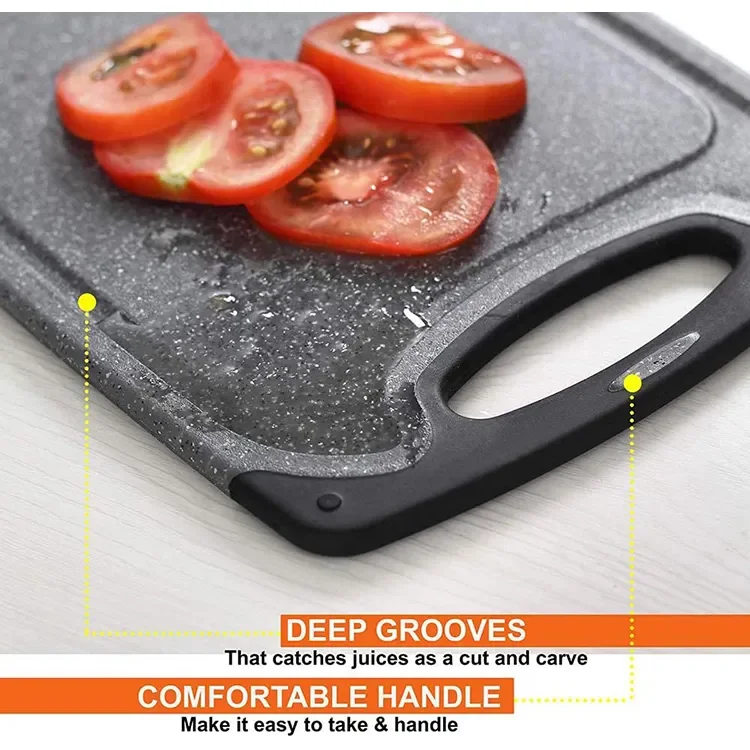 Dishwasher Safe BPA Free 3 Pieces Set Plastic Chopping Board Set with Juice Groove Appearance Kitchen Marble Style Cutting Board