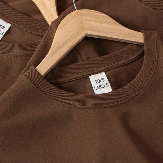 2023 Summer New Customized 3D Embroidery Manufracturer  Plain Coffee Brown 250g T shirts Wholesale Soft Cotton Tshirt homme