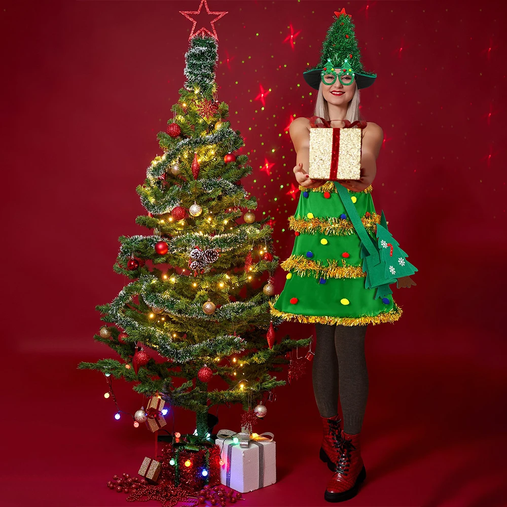 Christmas Tree Costume Set For Women Xmas Party Festive Costumes