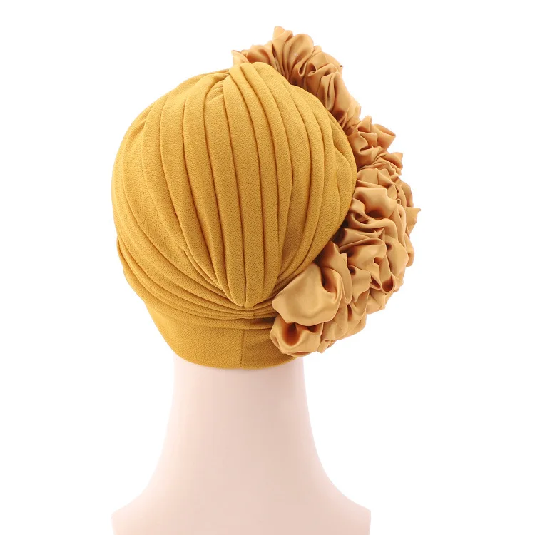 Wholesale 2022 new design women african turban headwraps fashion plain auto gele discoid flowers cap bonnet hijab