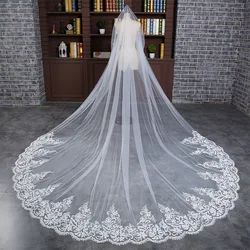 Luxury 3M 4M 5M Cathedral Wedding Veils One Layer Long Lace Bridal Veil Wedding Accessories Bride Mantilla Wedding Veil