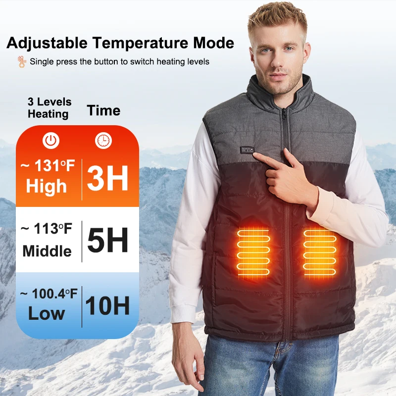Wholesale Custom Winter 15 Heating Zones Battery Electrical Rechargeable Neoprene Heated Vest Mens