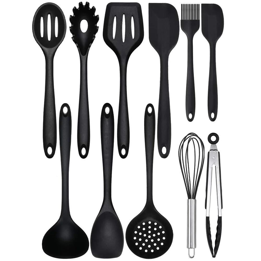 Kitchen supplies tools Tongs Spatula Spoon Brush Whisk Silicone Cooking Utensils Set