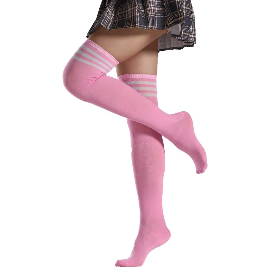 Women Over the Knee High Socks Black White Striped Lady Long Socks Sexy Thigh High Socks for Girl