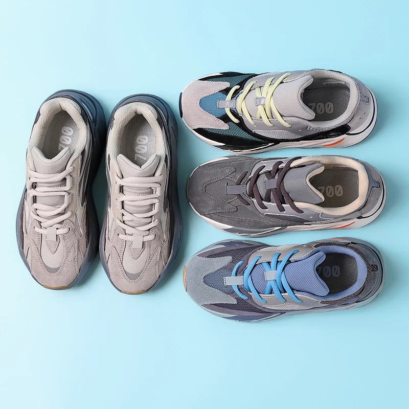 Original High Quality Kids Yezzy Shoes 700 V2 V3 Sneakers Genuine Leather Children Casual Sports Running Shoes