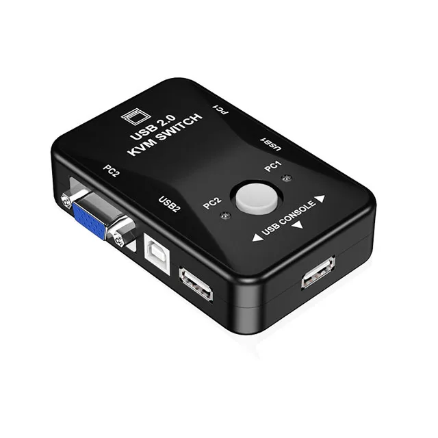 KVM Switch 2-Port USB VGA KVM Switch Box Adapter for PC Monitor and Keyboard