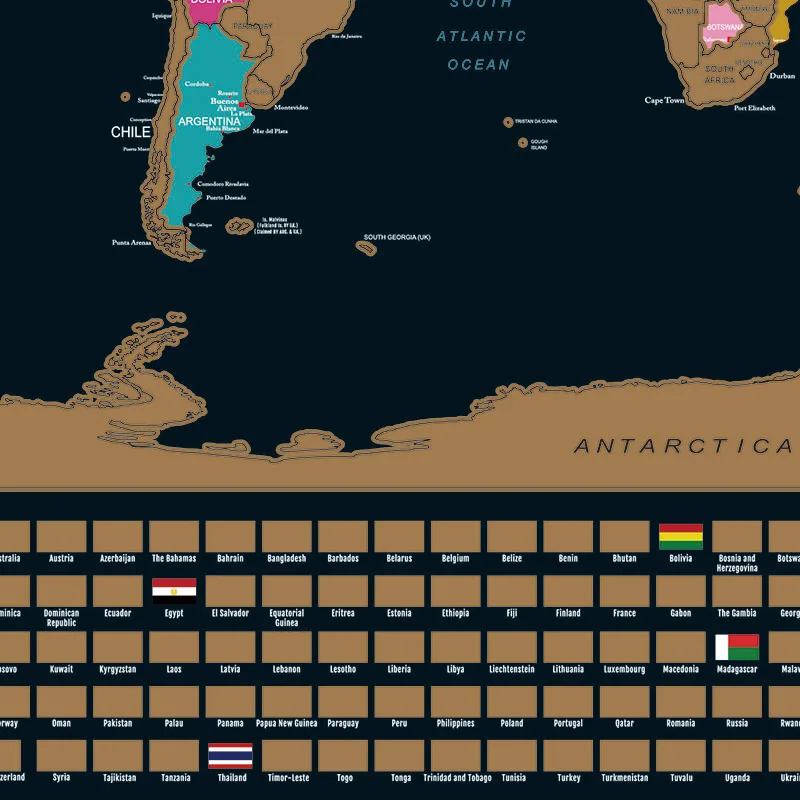 
Scratch Off Map of The World Travel Map Includes Capital Cities 82.5x59.4cm 