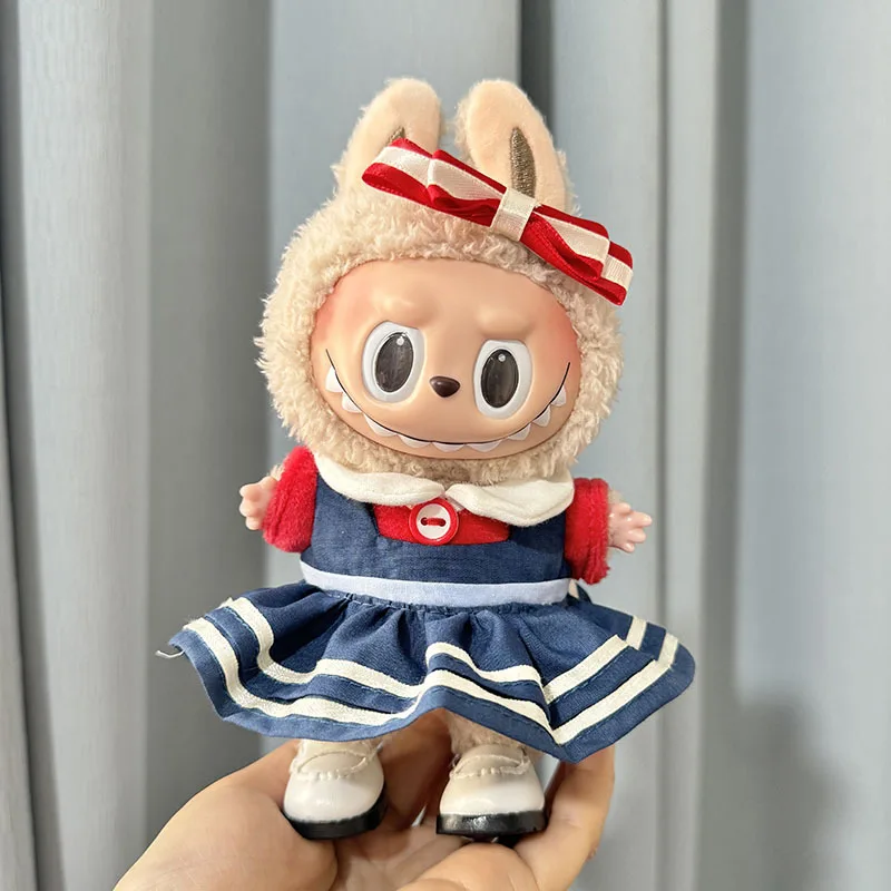 Cute Dress Outfit Clothes only 17cm Labubu Chill Toy Cloth labubu macaron Shirt Set Stuffed Plush Toys labubu suit only cloth