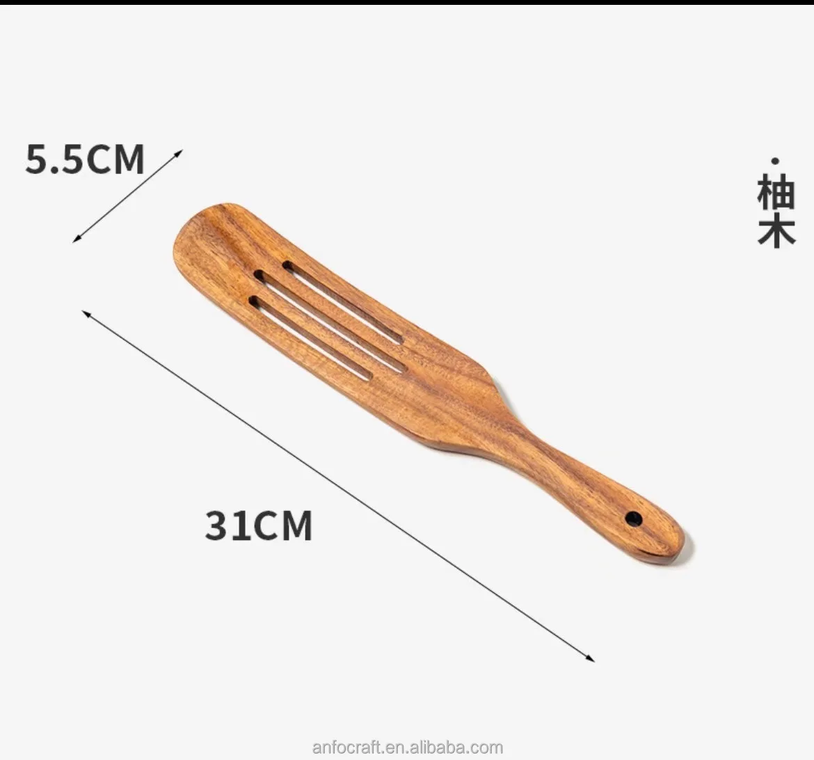 Wooden Sourdough Spurtle Kitchen Cooking Tool with Hanging Holes Dough Stir Spatula for Baking and Cooking