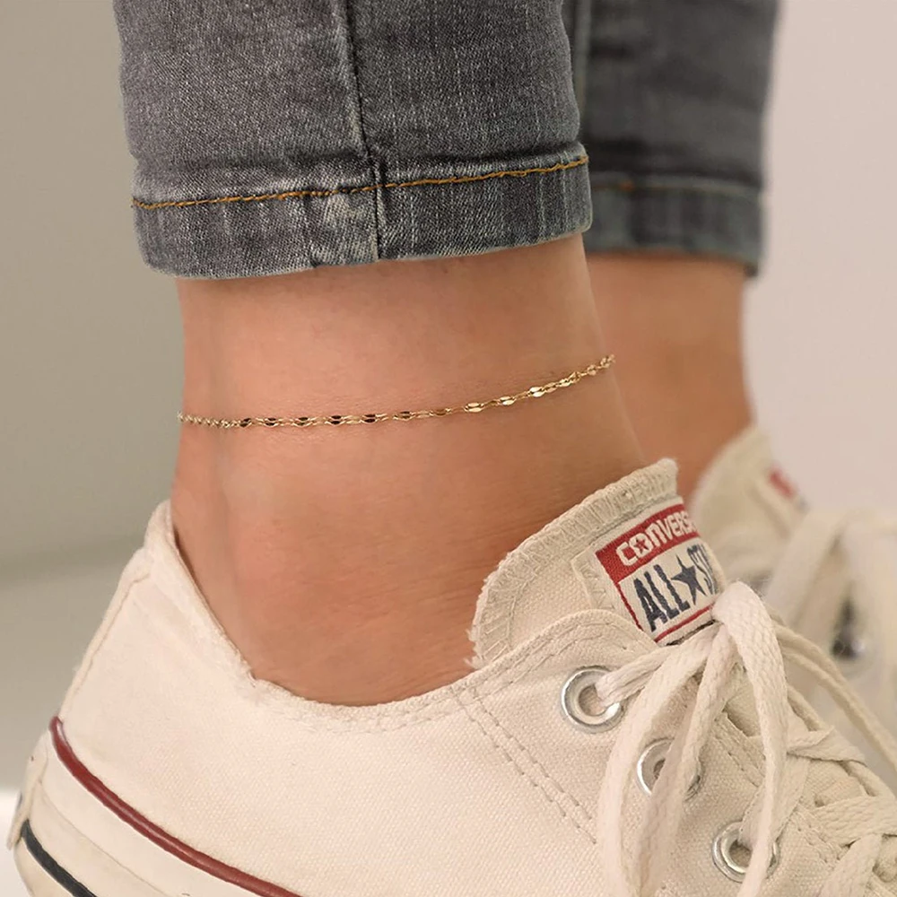 Cheap Wholesale  Adjustable Stainless Steel Gold  Lip Shape  Chain Anklets For Women