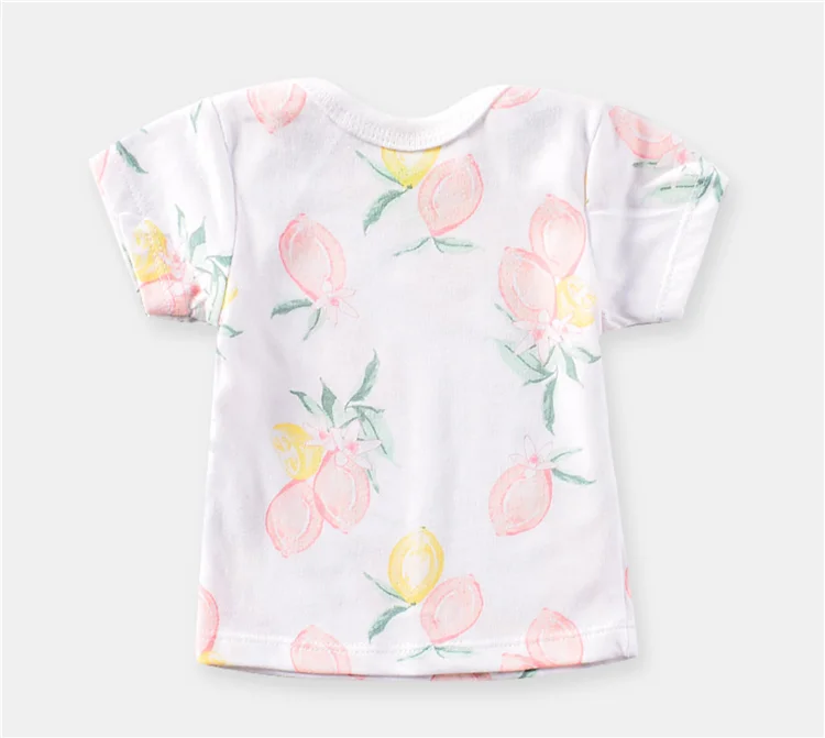 girls clothes pure cotton tops t-shirt toddler infant short sleeve new 2 to 7 years baby fashion printed fruit girl clothing