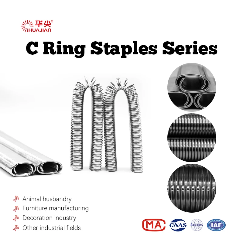 2023 hot selling golden supplier hasp and staple 15Gauge Hog Ring 23.7mm Crown Taped C Rings