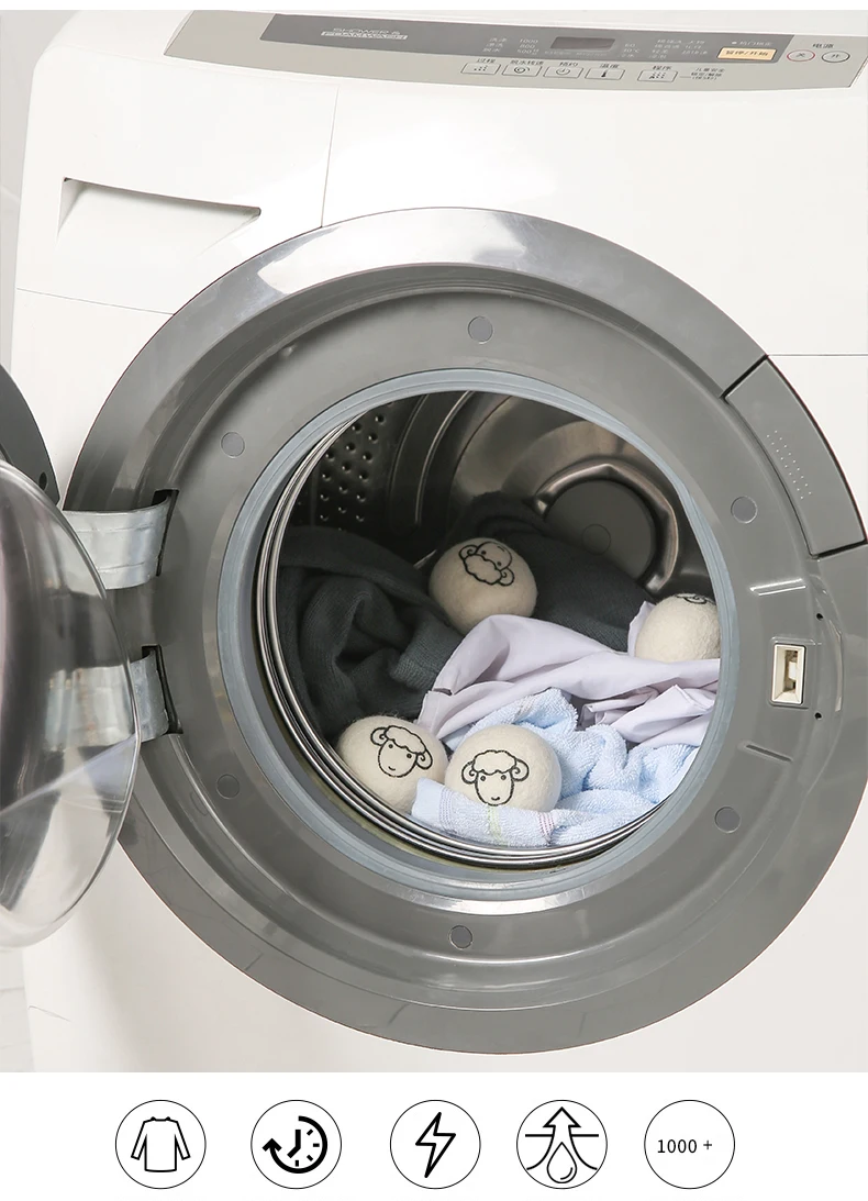 Wholesale Pack Eco Friendly Laundry Wool Dryer Balls with Cotton Bag Black White Dark Customized