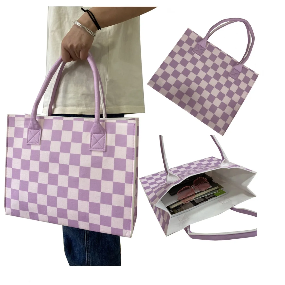 Оптовая продажа сумка-тоут с узором в шахматном порядке для женщин модная сумка