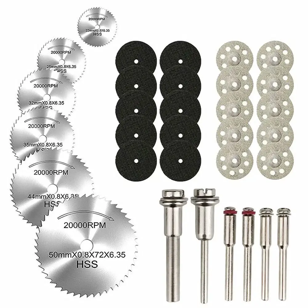 32pcs Diamond Cutting Discs Metal Saw Blade Set HCS Mini Circular Saw Blade For Dremel Rotary Tools Resin Cut-Off Wheels Di