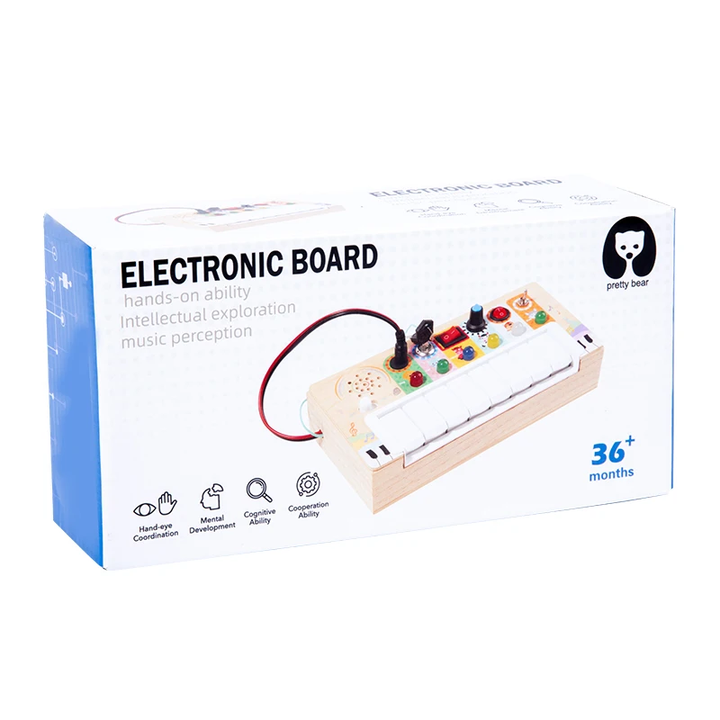 Montessori Educational Toys Toddlers Musical Toy Wooden Sensory Board Electronic Piano Busy Board with LED Light Switch