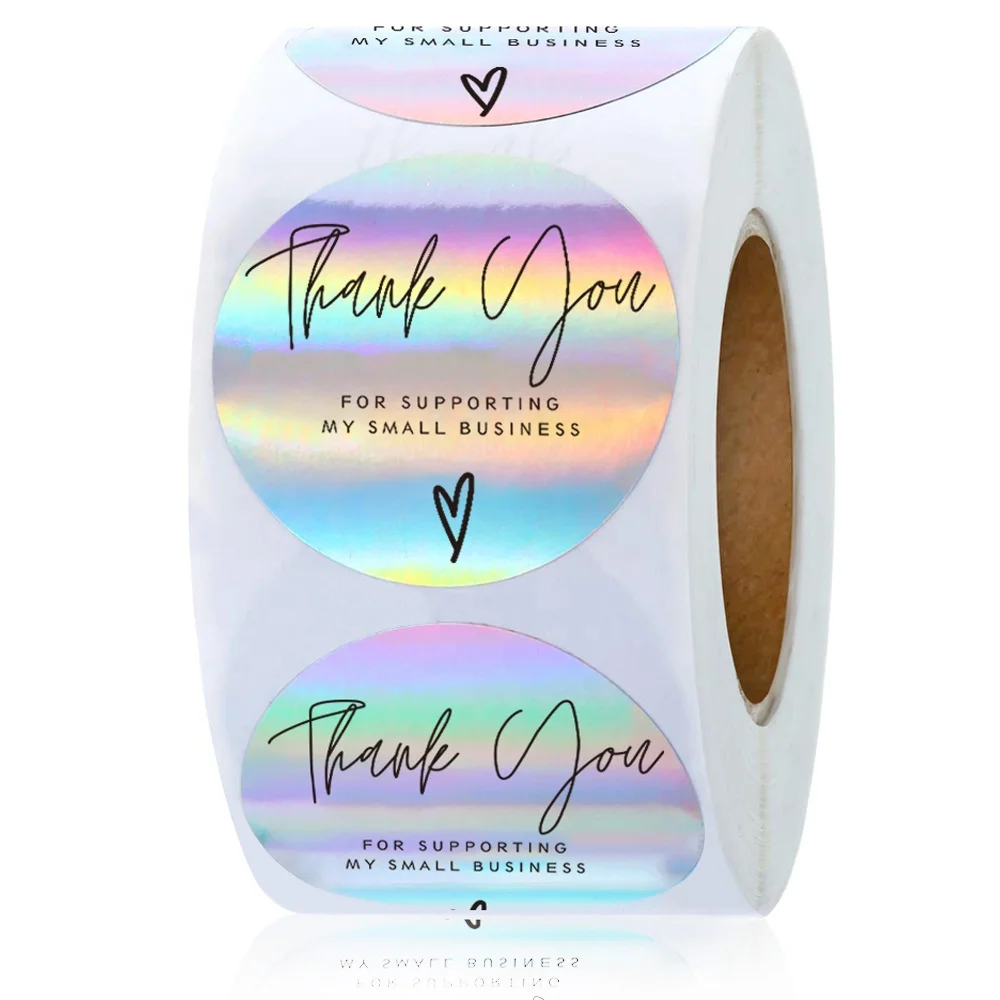 500  Thank You Stickers holographic sticker custom roll sticker custom for Small Business