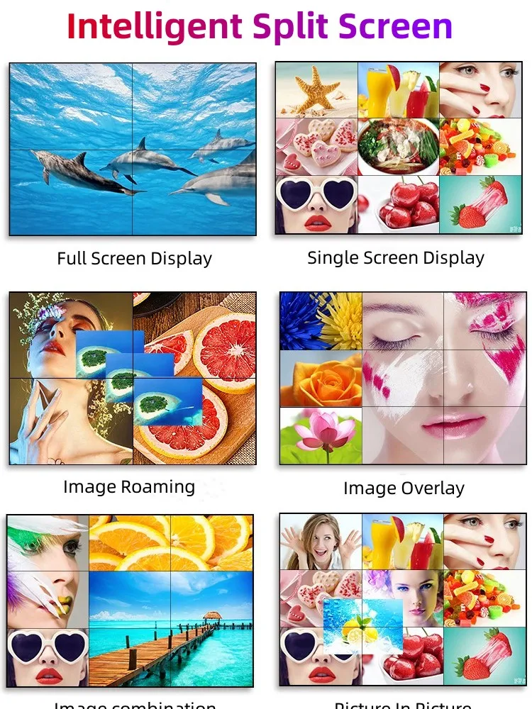 46 49 55 65 inch Ultra Narrow Bezel Video Wall 3x3 TV Wall Seamless Splicing Screen LG Panel Ad Display Player LCD Video Wall
