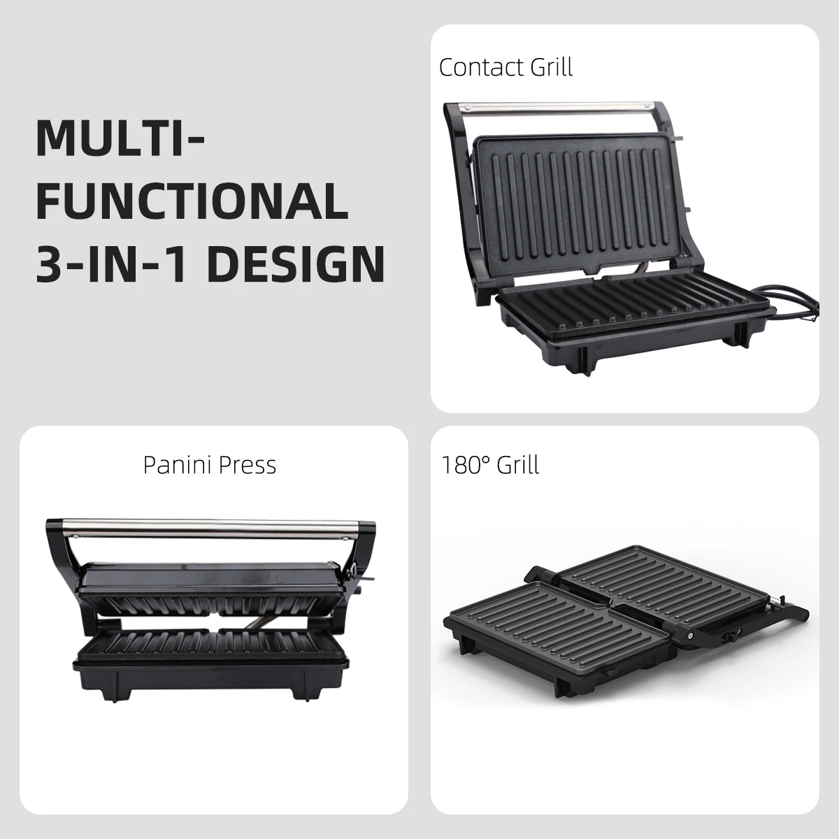 Non Stick Coating Commercial Dual Breakfast Electric Contact Grill Panini Smokeless Steak Machine BBQ Electric Grill