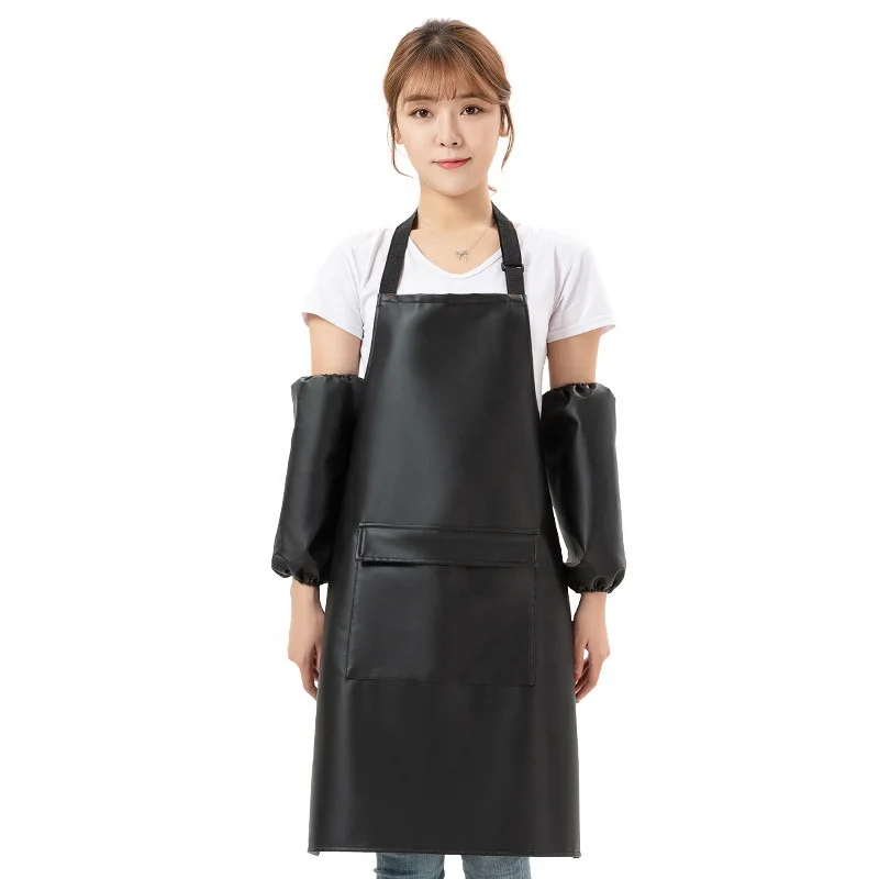 Factory-Direct Adjustable Custom Print Logo PU Leather Cooking Food Man Women Garden Bib Chef Kitchen Apron