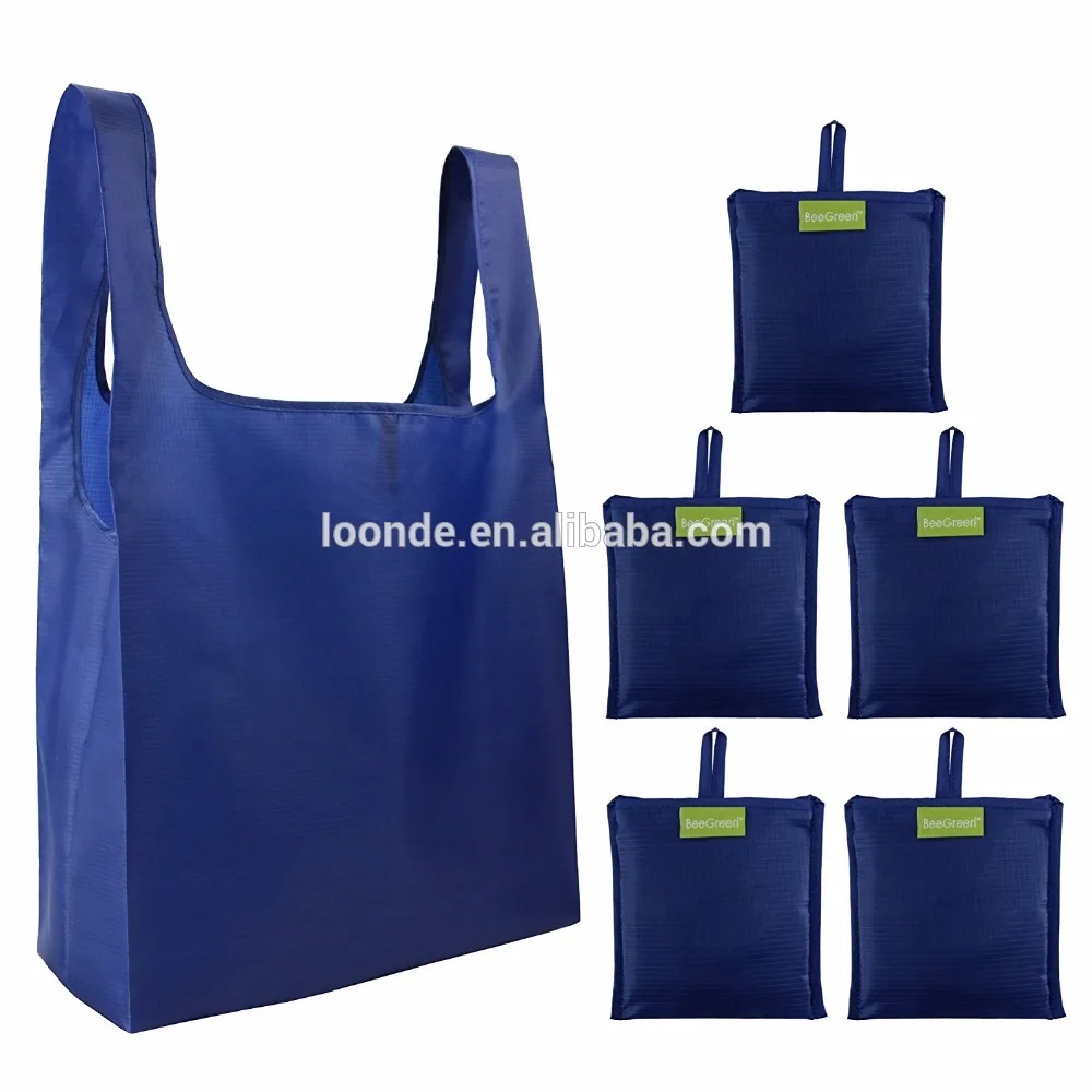 Reusable folding polyester folding shopping bag