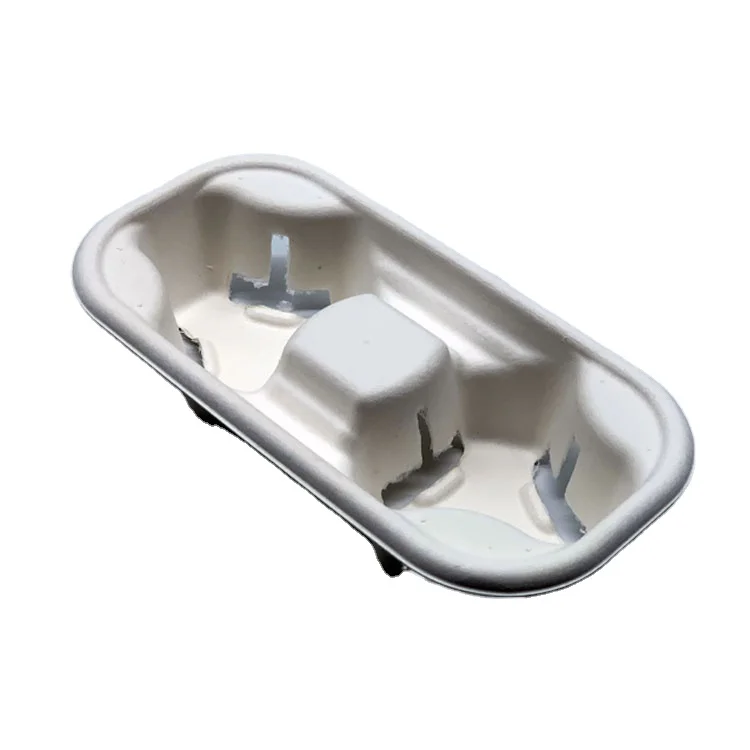
Wholesale Coffee Cup Holder Recycled Paper Pulp Molded 2 Cup Paper Cup Holder Tray 