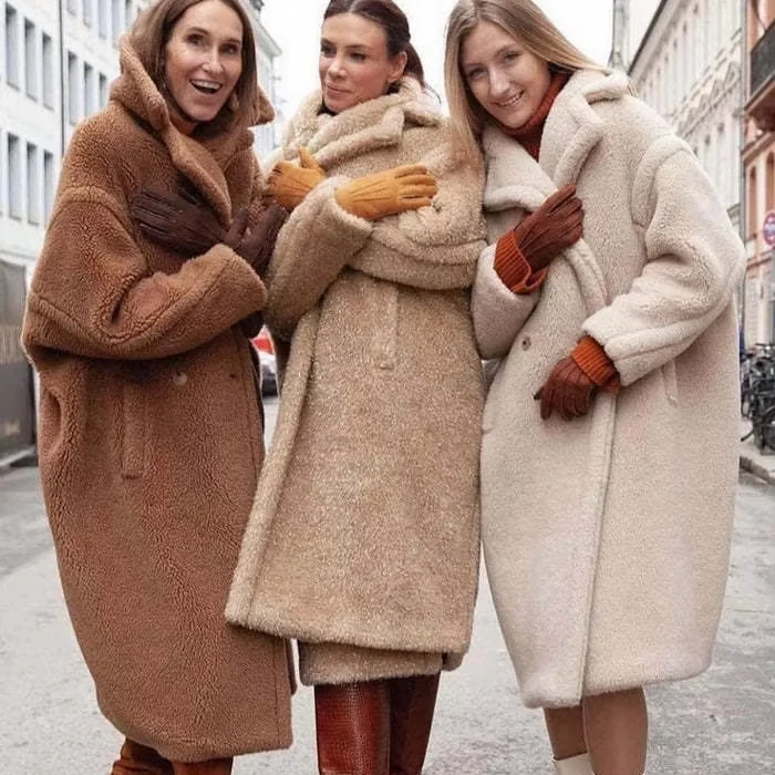 Wholesale Custom Oversize Teddy Bear Fur Coat Women /Sheep Shearling Jacket Plus Size Long Real Fur Teddy  Winter Coat Women