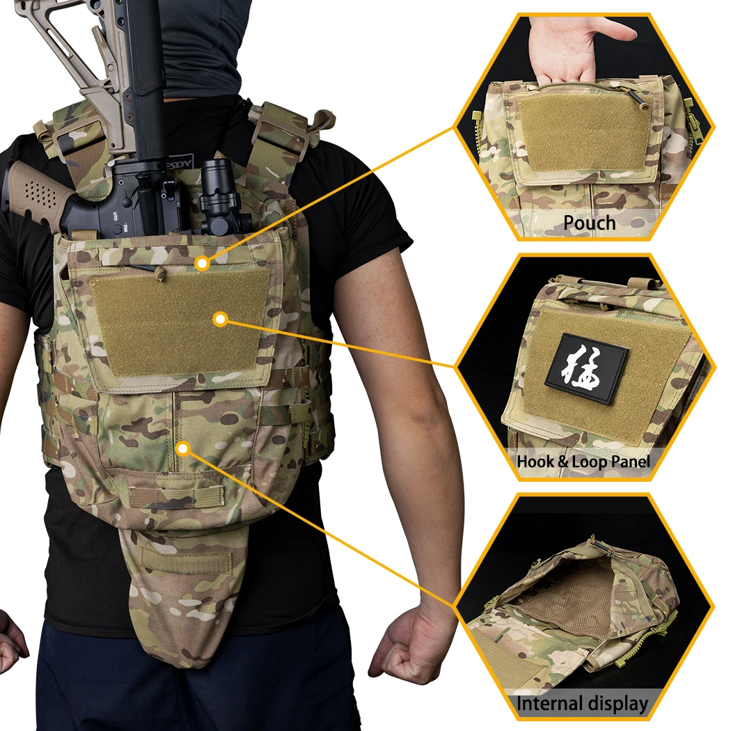 IDOGEAR Tactical Pouch Bag Zip On Panel Magazine Pouch Zip On Tactical Backpack for AVS JPC2.0 CPC