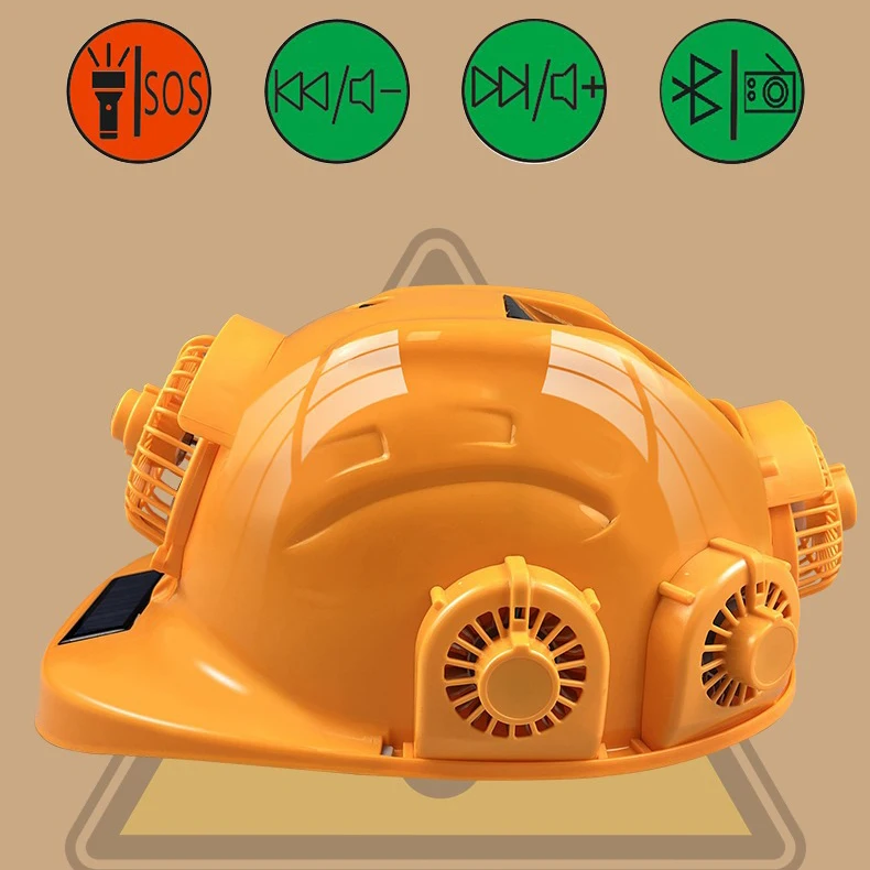 HBC Solar Power Fan Working Helmet Safety Hard Hat Construction Workplace Safety Helmet With Built-in Solar Fan