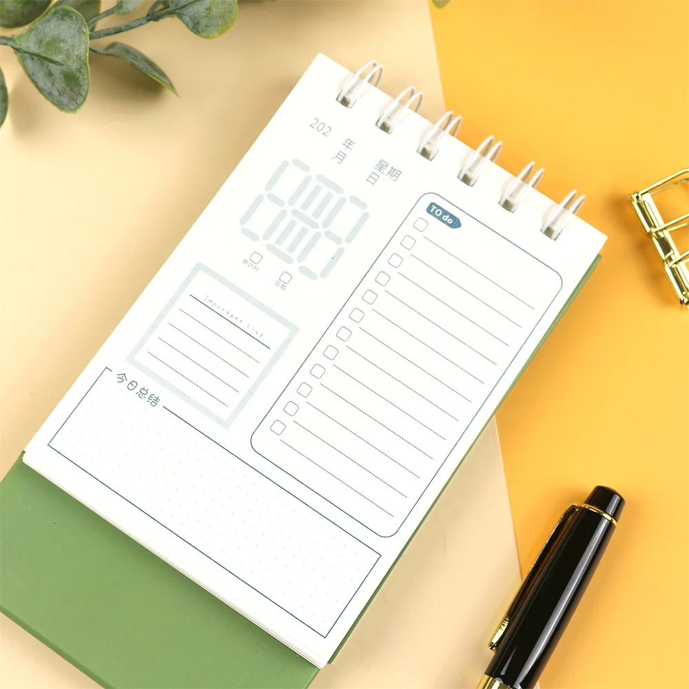 2024 Simple Desk Calendar Notebook Desktop Decoration Schedule Plan Calendar Weekly Perforation Coil Binding Table Calendar