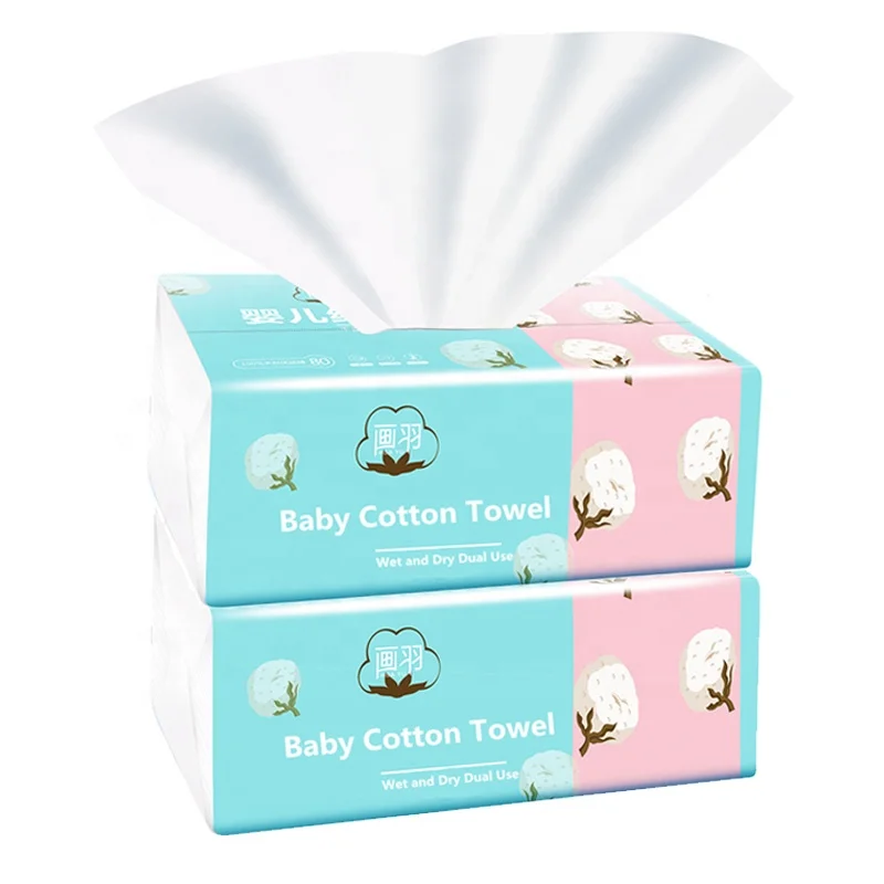 China wholesales Pure Natural Disposable Baby Cotton  towel/ skin-friendly Face Tissue/ dri baby facial Clean Wipes