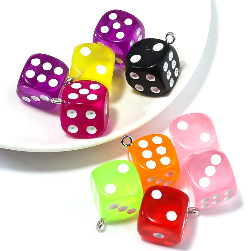 Amazon hot sale Acrylic transparent candy color dice ice cream heart pendant for necklace making