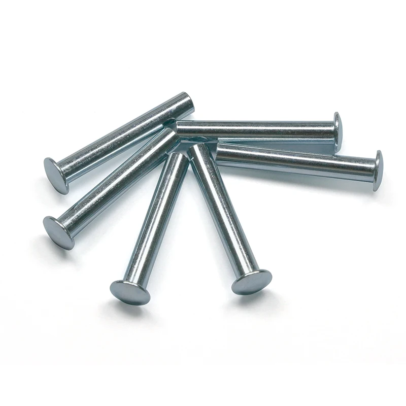 Deep Hole Long Semi-Tubular Metal Rivet Round Head Iron plated with Blue Zinc Rivets Domed Semi Hollow Rivets