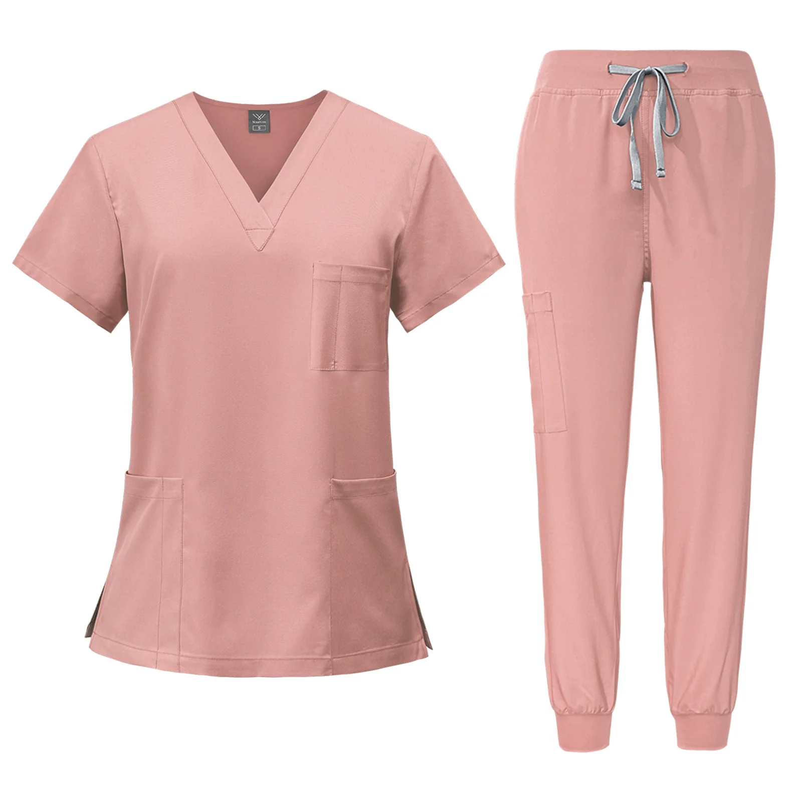 New style polyester spandex elastic custom logo hospital uniforms scrubs unisex medical lab coats scrubs uniform set